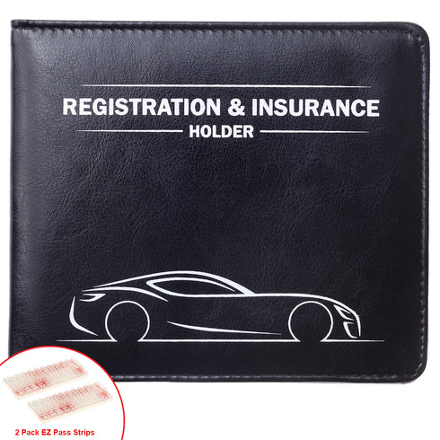 CANOPUS Car Registration and Insurance Holder with Magnetic Closure, Car Document Holder, Vehicle Glove Box Organizer, Wallet for Auto, Motorcycle, Truck, 1 Holder with 2 Sets of EZ Pass Strips